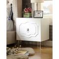 Posh Living Mackenzie MDF Wood Lacquer Chrome Lucite Leg Side Table Accent Table & Nightstand - White ST19-09WE-UE